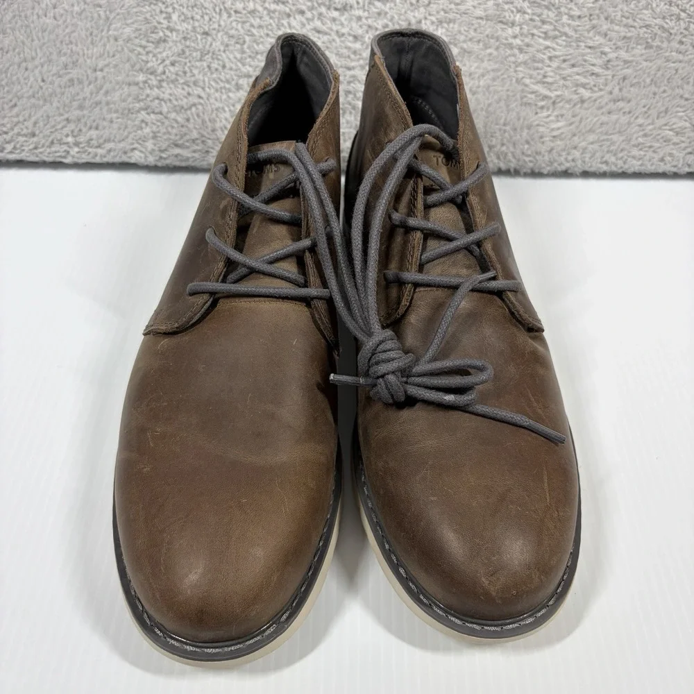 TOMS Leather Chukka Boots Brown Mens 11 Ankle Comfort Casual Work Preppy Outdoor